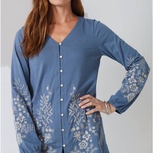 J.Jill Expressions Embroidered Tunic In Periwinkle Blue